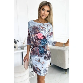 Sukienka sportowa13-155 niebieska z nadrukiem - Numoco