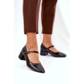 Czółenka damskie na obcasie 77-554 Czarny - C.M Paris