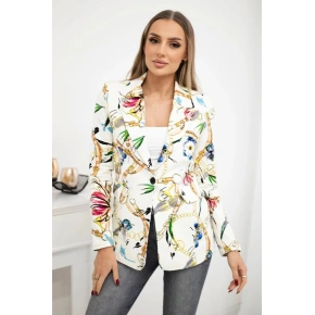 Bawełniana kurtka 30777 z nadrukiem ecru - Kesi