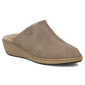 Skórzane klapki na koturnie taupe Filippo DK7567