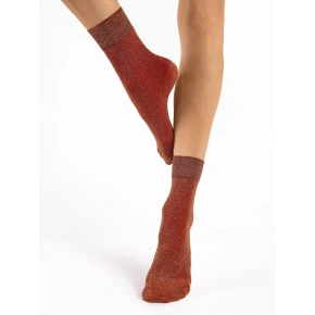 Skarpety damskie G 1178 Brillo 60 den czerwone ze złotem - Fiore