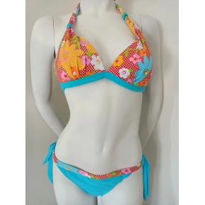 Damski dwuczęściowy kostium kąpielowy Malta-A niebiesko-pomarańczowy - Ewlon