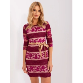 Sukienka damska LK SK 507231.71P Burgund z beżem - Lakerta