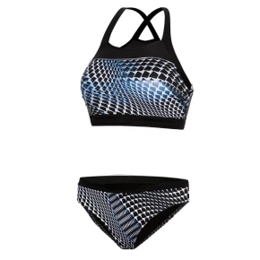 Damski strój kąpielowy S47N czarno-niebieska kratka - Self