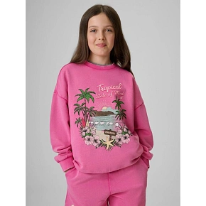 Bluza dresowa loose bez kaptura dziewczęca 4F 4FJRSS26TSWSF2970-54S