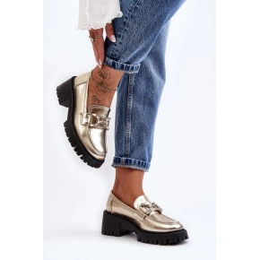 Półbuty damskie na obcasie 2646-4 model 189877 złoto-czarne - Sweet Shoes Półbuty damskie na obcasie 2646-4 model 189877 złoto-czarne - Sweet Shoes