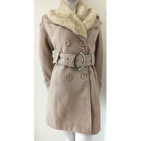 Dámský kabát na knoflíky Eva béžový - Italian Mode