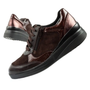 Scholl Emma Laces uty damskie sportowe skórzane brązowe platforma dámské