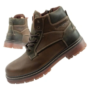 Wrangler Allan Mid buty męskie sztyblety trzewiki eleganckie skórzane zielone brązowe