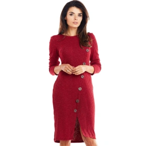 Damska sukienka dzienna A342 bordowy - Awama