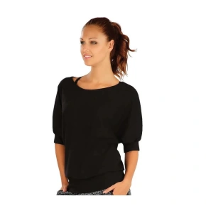 Damska czarna koszulka z rękawami 3/4 nietoperz A6101 - Litex