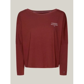 Damska koszulka z długim rękawem UW0UW04153 DW5 bordowy - Tommy Hilfiger