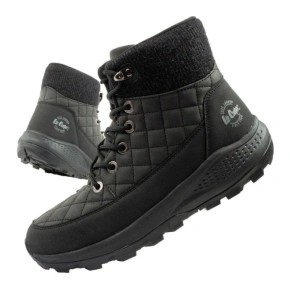 Lee Cooper buty sportowe damskie zimowe trekkingowe ocieplane czarne skóra ekologiczna dámské