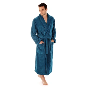 Szlafrok unisex z szalowym kołnierzem TAMPA 2149 6430 petrol - Vestis