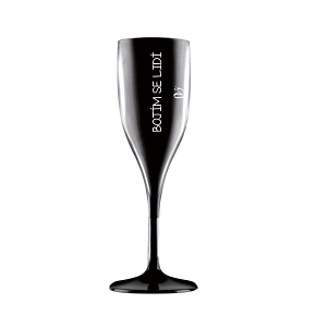 Bojím se lidí - černá nerozbitná prosecco sklenice 150 ml