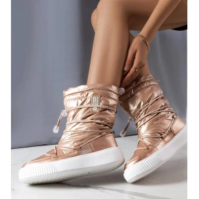 Damskie metaliczne ocieplane rakiety śnieżne INT1783B Beige - Big Star Damskie metaliczne ocieplane rakiety śnieżne INT1783B Beige - Big Star