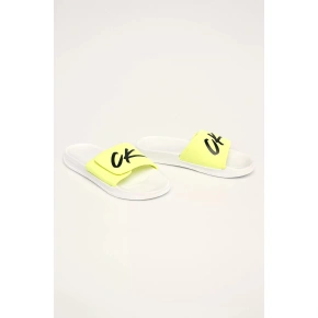 Kapcie KM0KM00499-YCD biało-żółte - Calvin Klein Kapcie KM0KM00499-YCD biało-żółte - Calvin Klein