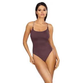 Damski jednoczęściowy kostium kąpielowy L4424/1 brązowo-fioletowy - LORIN