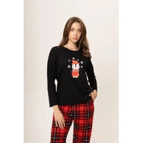 Piżama damska 165/040 czarna z pingwinem - Karol