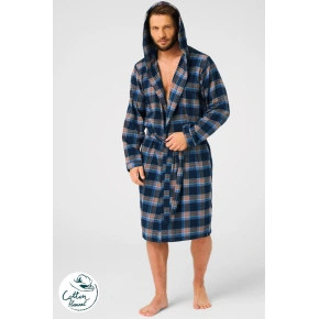 Szlafrok męski MGL 431 Niebieski z brązowym - KEY