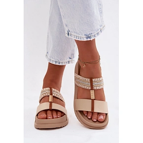 Dámské nazouváky na platformě ZX6092-2 226369 béžové - Sweet Shoes