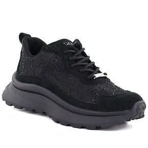 Sneakersy damskie z siatka i cyrkoniami czarne Goe TT2N4041