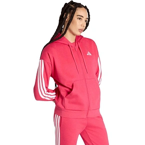 Bluza damska adidas Essentials 3-Stripes Full-Zip Fleece Hoodie różowa KF6272 Bluza damska adidas Essentials 3-Stripes Full-Zip Fleece Hoodie różowa KF6272