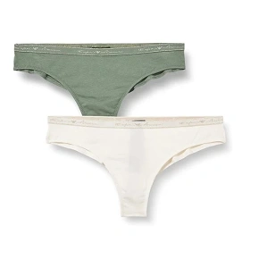 Damskie brazylijskie majtki 2 pack 163337 1A223 - 75910 - Zielony/biały - Emporio Armani