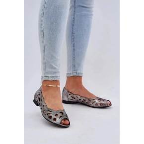 Baleriny damskie ASA136-8 srebrne - Jezzi