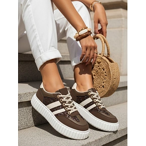 Dámské kožené tenisky ZY1392 LA351P hnědé- FashionStreet