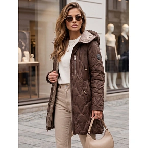 Dámská přechodová bunda s kapucí TY5769 hnědá - FashionStreet