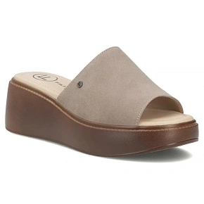 Skórzane klapki damskie taupe Filippo DK7798