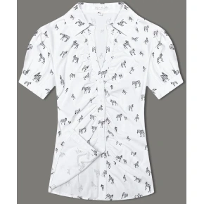 Bluzka damska z kołnierzykiem i wzorem zebry (AWY2011D) biały - Moda