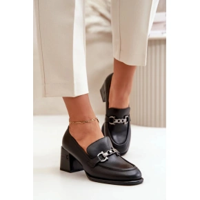 Botki damskie na obcasie z klamrą 91116 Czarny - VINCEZA