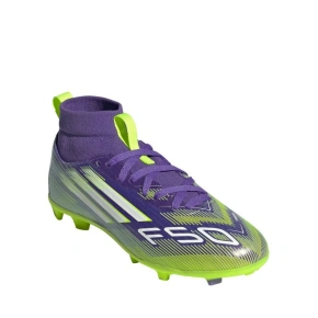 Dziecięce buty piłkarskie F50 Club TF Mid Jr JI0039 fioletowy z zielonym - Adidas Dziecięce buty piłkarskie F50 Club TF Mid Jr JI0039 fioletowy z zielonym - Adidas