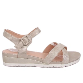 Damskie sandały na koturnie NS115P - Seastar