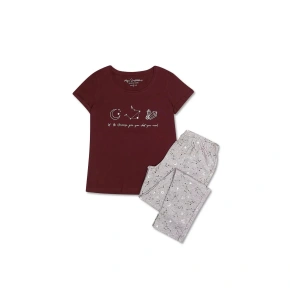 Piżama damska Horoscope 40115-93X Bordeaux / Grey - Henderson Ladies