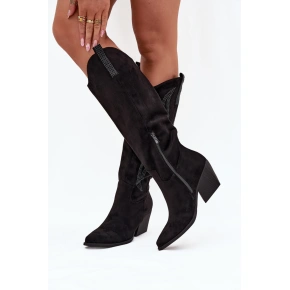 Dámské kozačky na podpatku LG-129 Černá - Stephan Paris