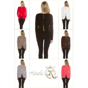 Modny sweter 8507 ze sznurkami - Koucla