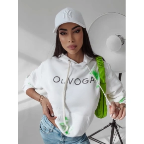 Bluza damska 277250 ecru-zielony - Ola Voga