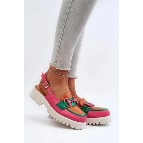 Sandały damskie MR38-656 różowo-pomarańczowo-zielony - Podążaj za modą