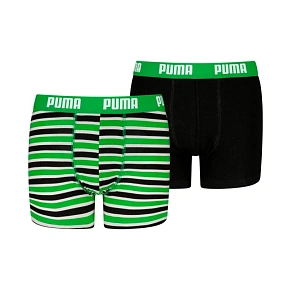 Bokserki dla dzieci Puma Everyday Striped 2 pak zielono-czarne 938970 03 Bokserki dla dzieci Puma Everyday Striped 2 pak zielono-czarne 938970 03