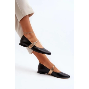 Baleriny 2774 czarno-złote - Stawiaj kroki w dobrym stylu