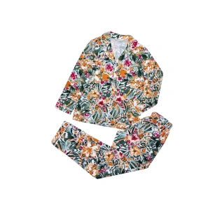 Piżama damska 175/061 pomarańczowa/fioletowa kwiaty - Karol