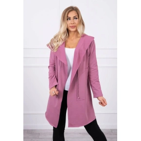 Volná bunda s kapucí 8928 tmavě růžová - Kesi