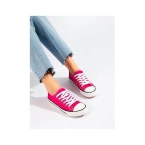 Damskie trampki LD8A07FU ciemnoróżowy - J.Gwiazda