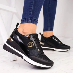 Damskie buty sportowe na platformie EVE274A / 21PB35-4001 Czarny z białym - eVento