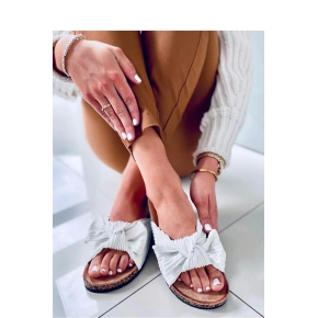 Skarpety damskie AE126Białe z brązem - Inello