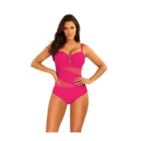Damski jednoczęściowy strój kąpielowy Gold6 S8030CH2-2d ciemny. różowy - Self
