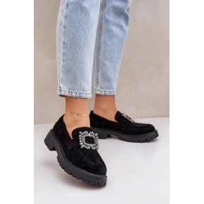 Damskie mokasyny na obcasie JH23-61 Czarne - Podążaj za modą